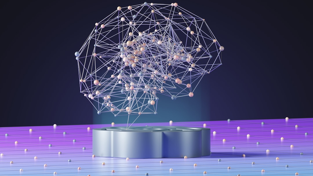 Abstract network of connected nodes representing AI systems