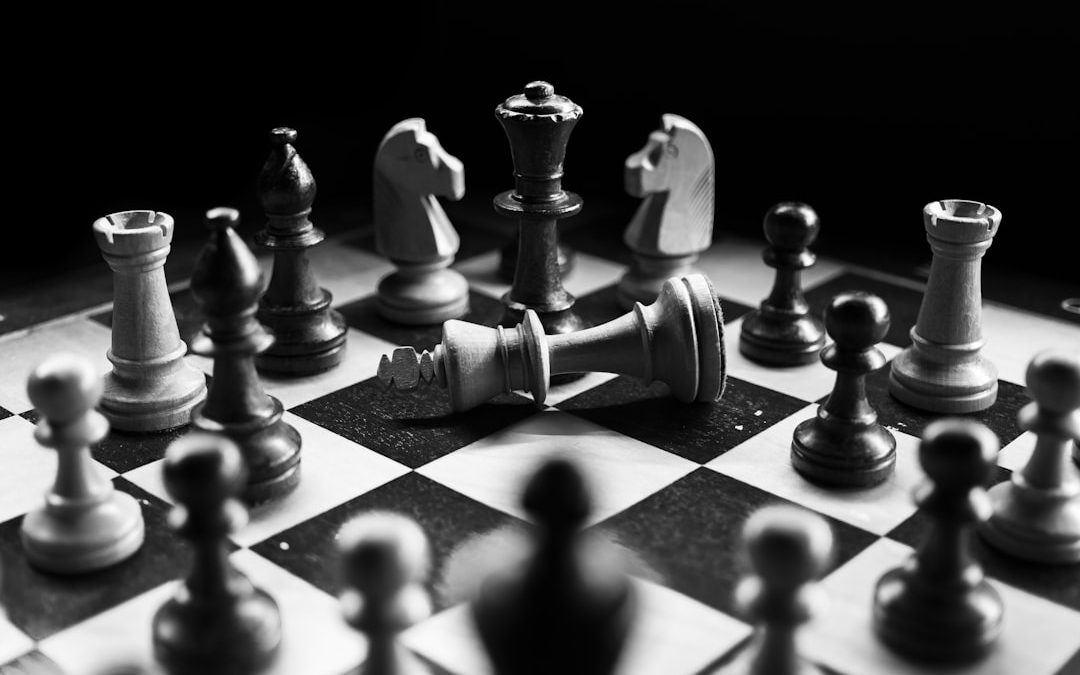 Chess pieces on a board representing competitive strategy